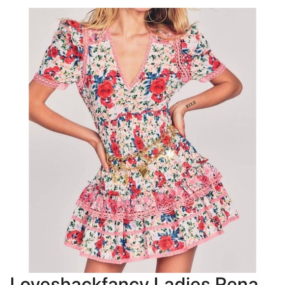 LoveShackFancy Rena Mini Dress in Rush of Red, size small - Picture 4 of 13